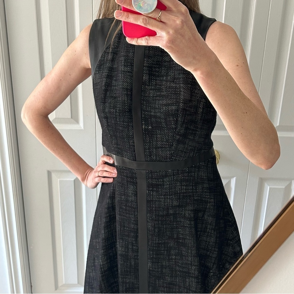 Judith & Charles Linen Blend Sleeveless Midi Dress with Leather Size 10 - Picture 17 of 17